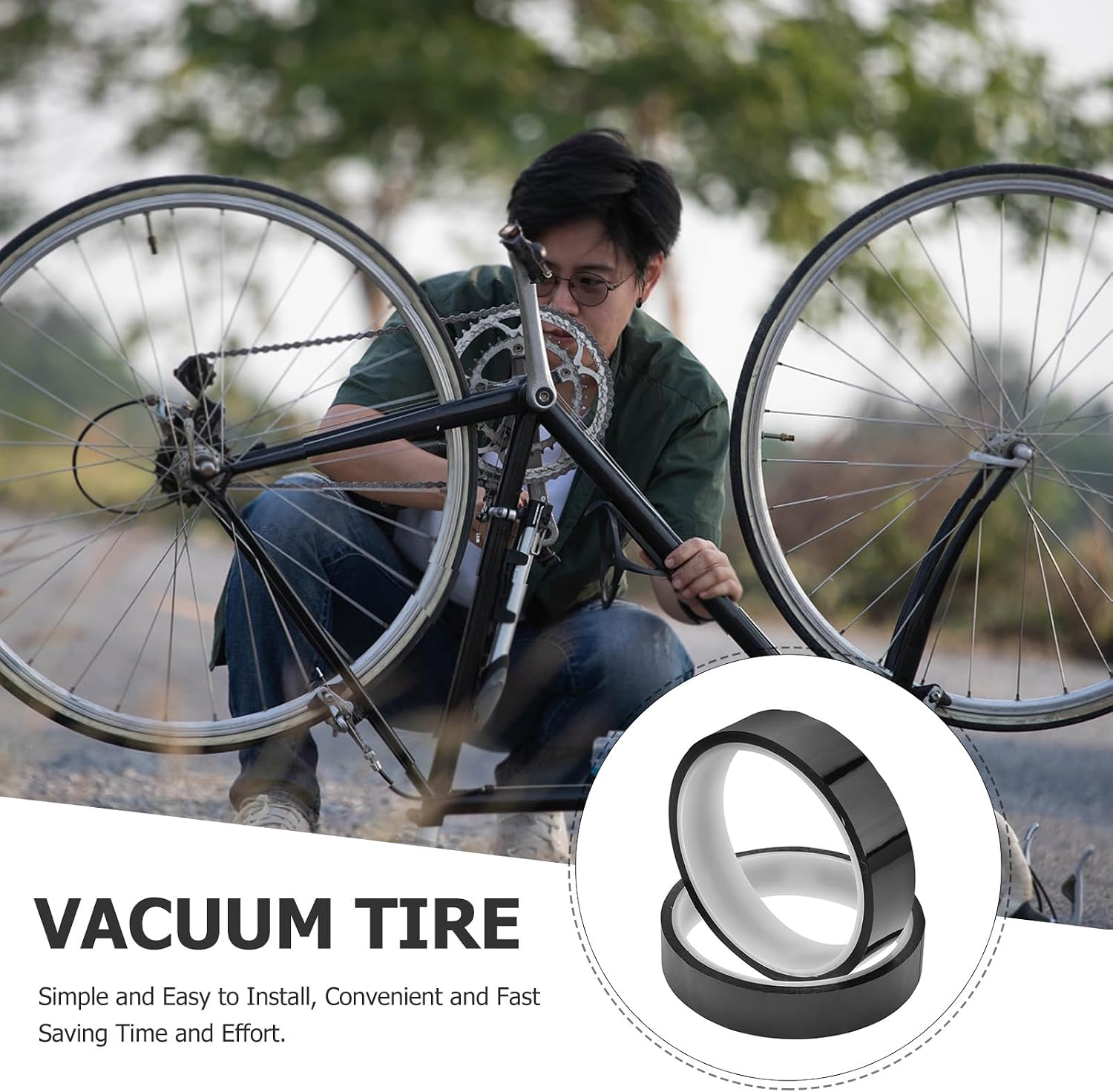 Bike Tire Rim Tape Bicycle Rim Strip 18mm 21mm Wide PVC Anti-Puncture High-Pressure Sealing Tape for Mountain and Road Bikes Tubeless Tire Protection