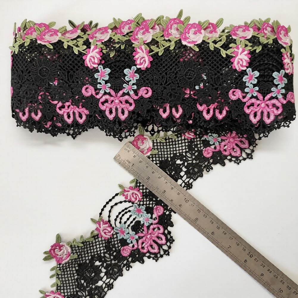 Spitzenbordüre Blumen 10 Yards Spitzenband bestickte bordüre Spitzenborte Stickerei Häkelspitze blumenborte Spitzenbesatz zierspitze basteln für Brautkopfbedeckungen Kartendekorationen