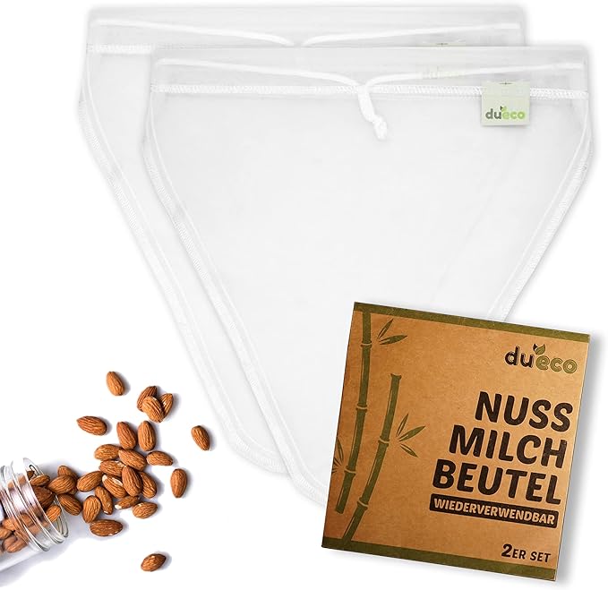 Nuss-Nougat-Creme Thermomix® (25 Min, ohne Palmöl) 3 Nussmilchbeutel mit 2 Stück für Bio Nussmilch & Pflanzenmilch - Mehrzweck Passiertuch