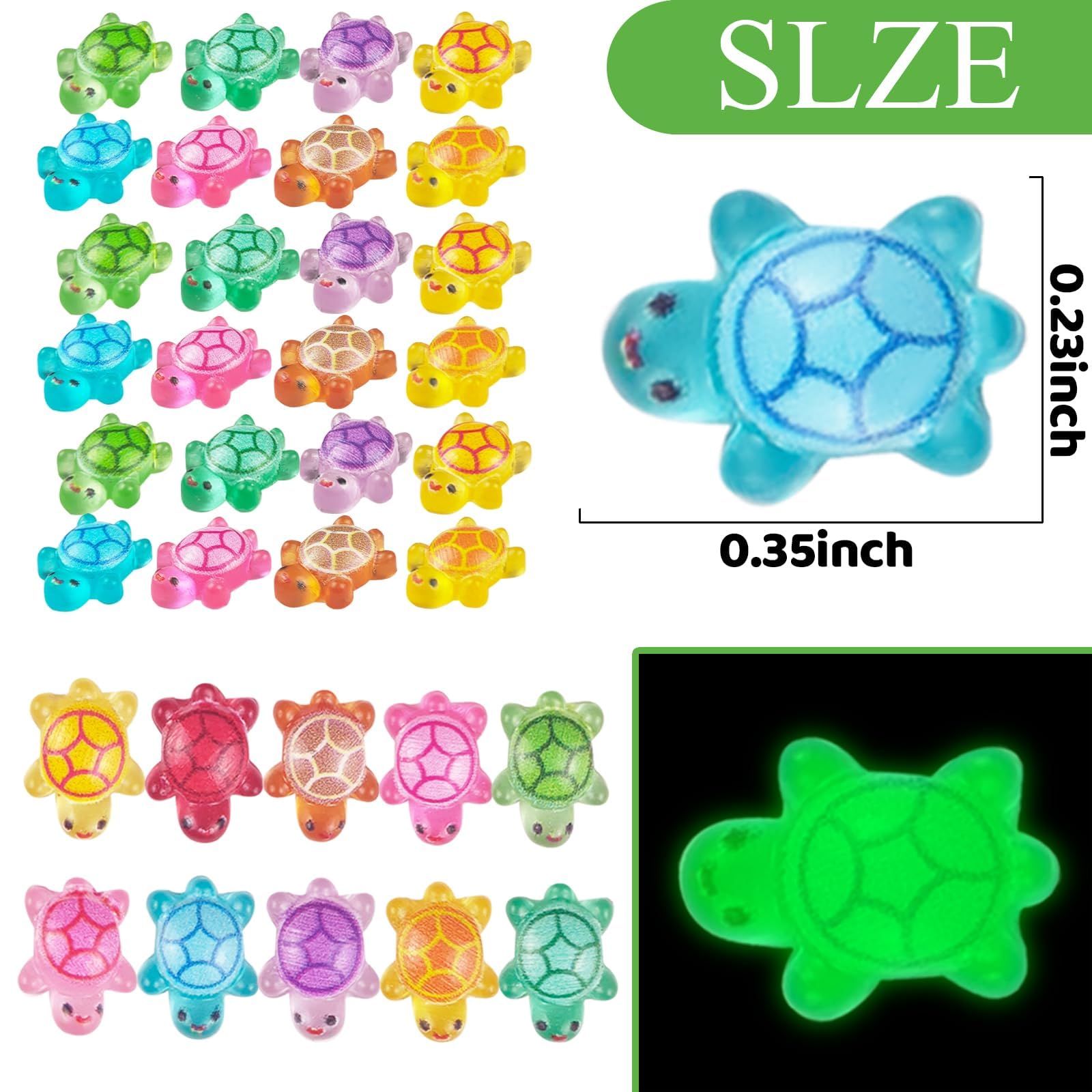100 Pieces Tiny Turtles for Crafts Luminous Mini Resin Turtles Dollhouse Miniatures Mini Animals for Fairy Garden Micro Landscaping Decoration - Image 4