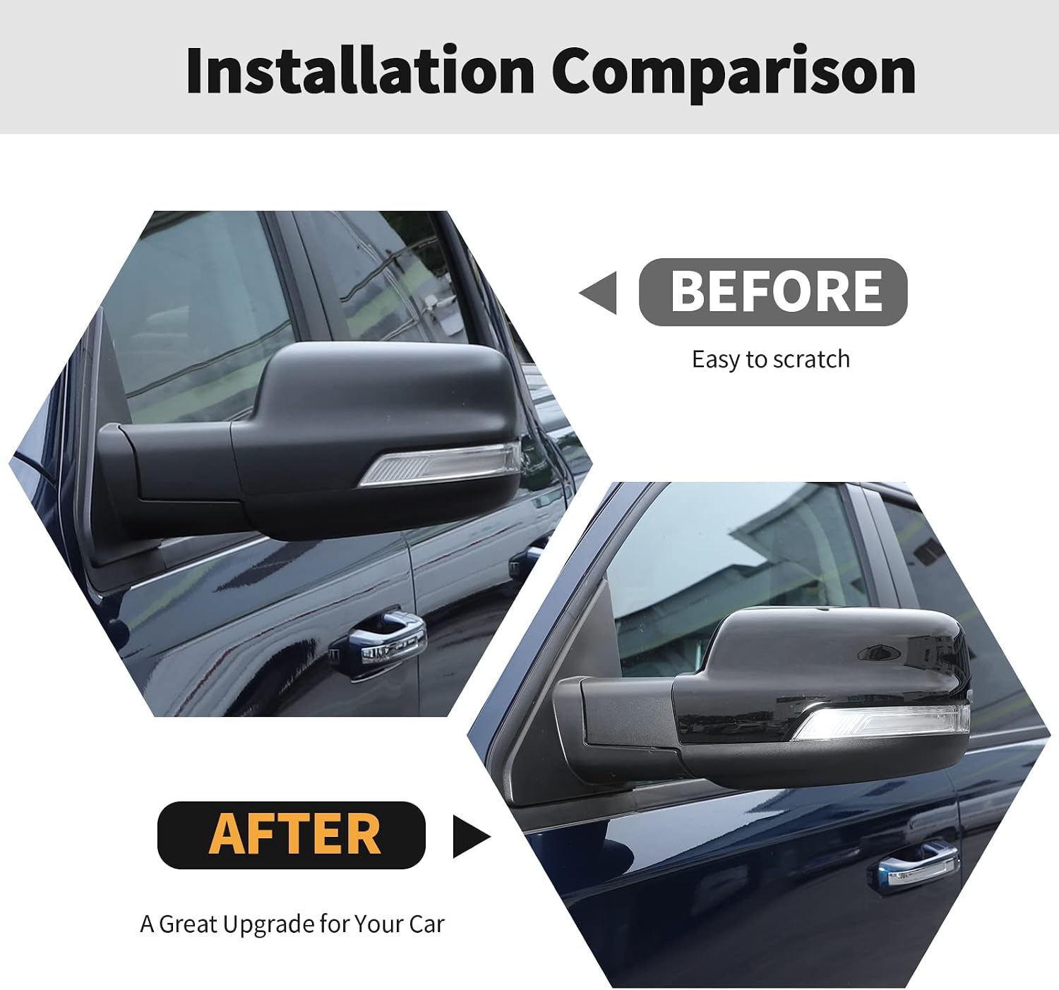 Rearview Mirror Cover Trim Shell Kit Car Rear View Side Mirror Exterior Decoration Accessories for Dodge Ram 2018-2022,Black
