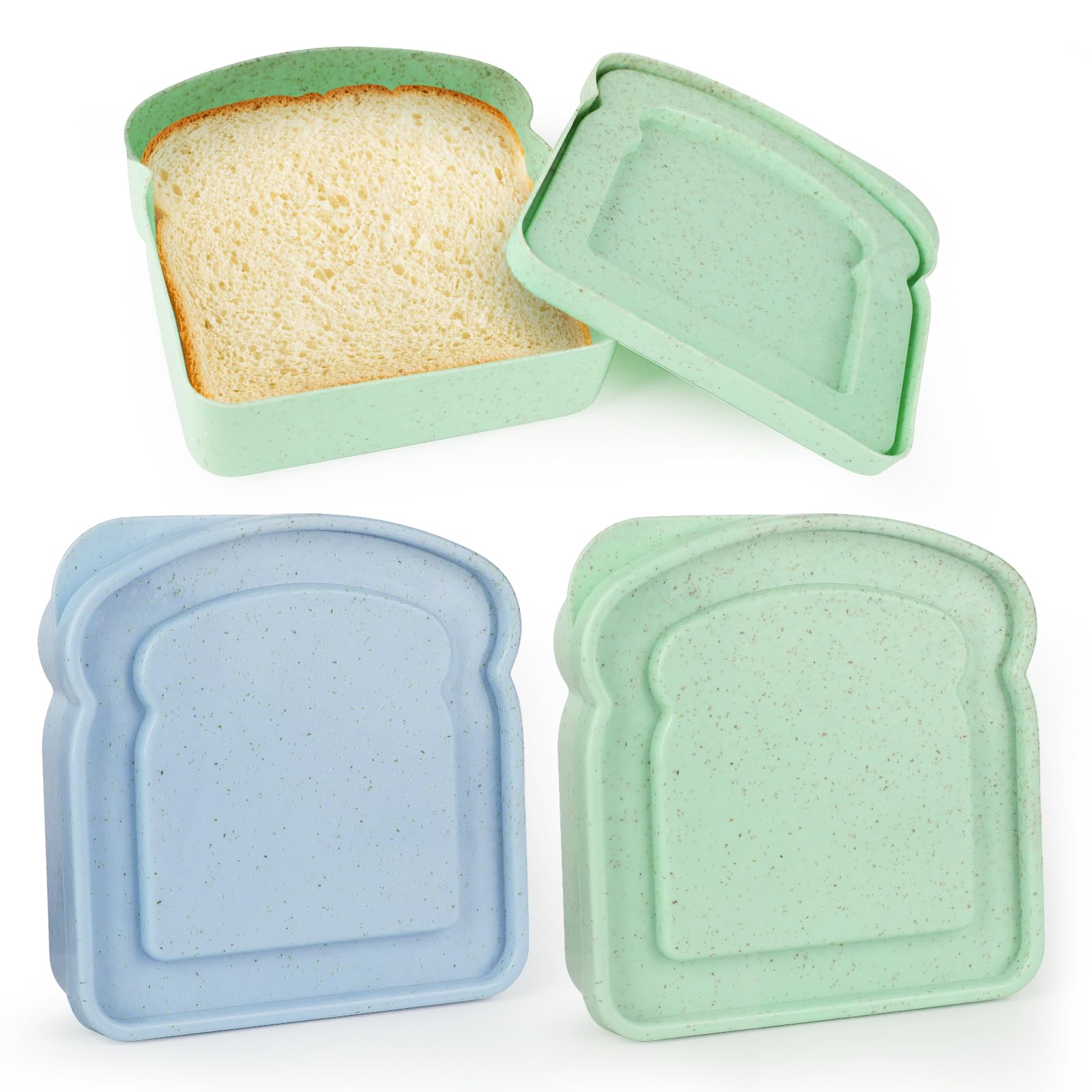 Sandwich Containers, 2Pcs Sandwich Box, Reusable Sliced Toast box, Sandwich Holder Bread Container for Lunch, Sandwich Keeper for Adults, Microwave & Dishwasher Safe
