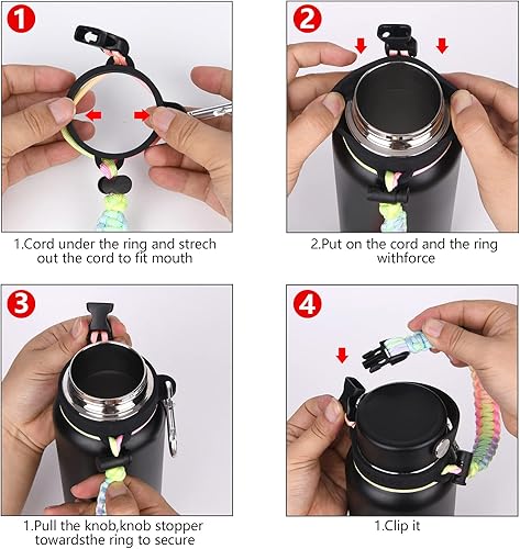Miniatura 4 de Wongeto Mango de paracaídas con correa para el hombro compatible con Hydro Flask 2.0 (nuevo 2020 rediseñado) botellas de boca ancha, se adapta a
