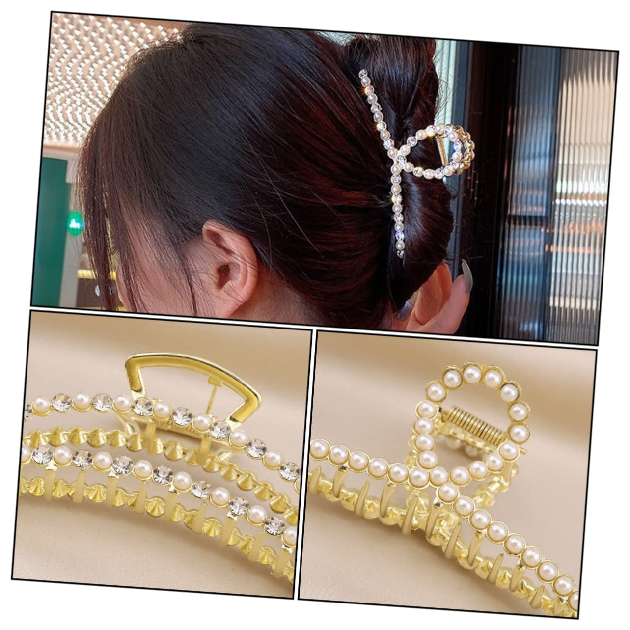 FRCOLOR 6 Stück Perlen Haarnadel Clip Haar Accessoires Für Mädchen Perlen Haar Kiefer Kiefer Klemmen Haarspangen Herz Haar Klauen Damen Kopfschmuck Große Haar