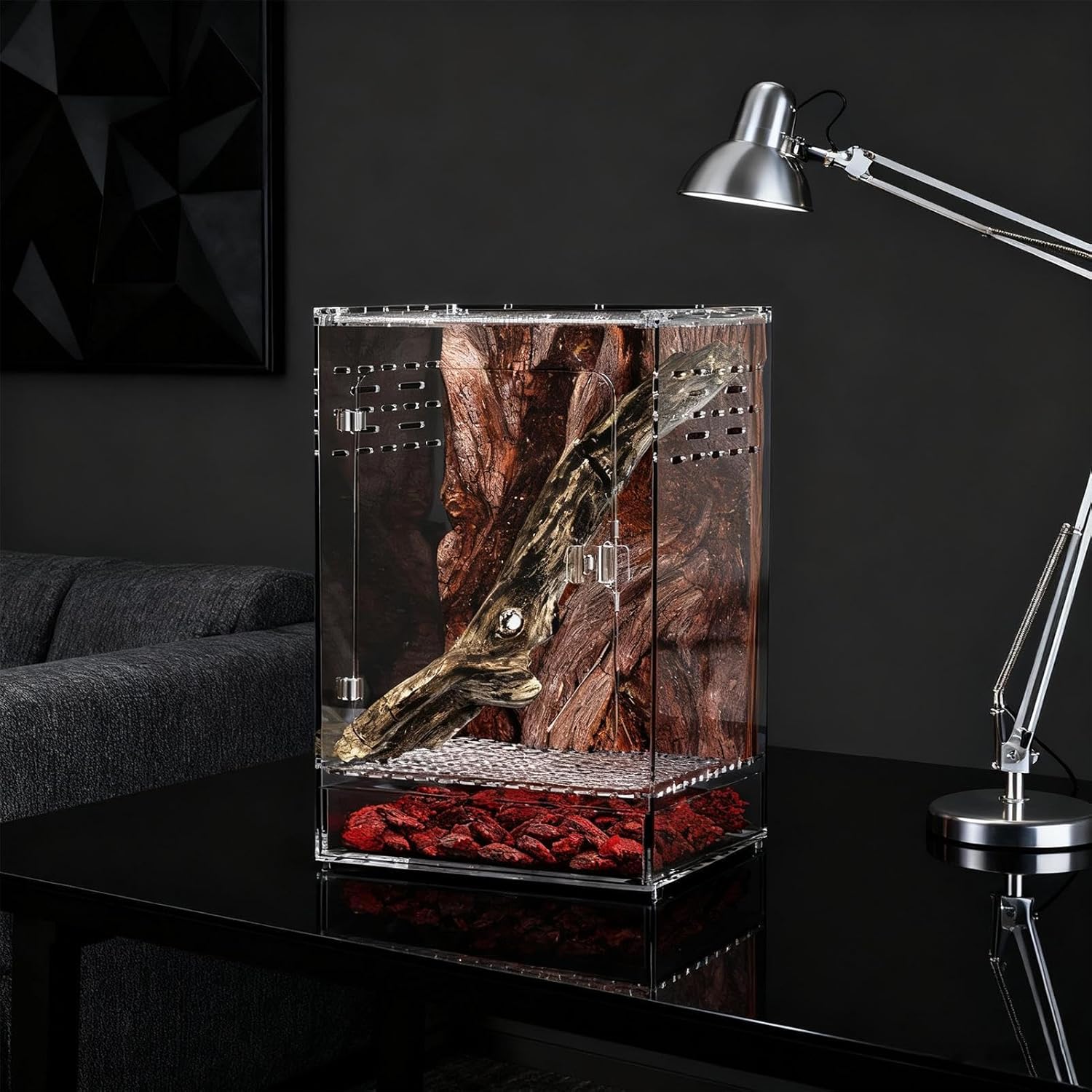 Spider Terrarium - Transparent Habitat, Escape-Proof Enclosure for Indoor Breeding, Reptile Box with Ventilated Design, Exotic Pet Display Case, Secure Container for Lizards and Hermit Crabs