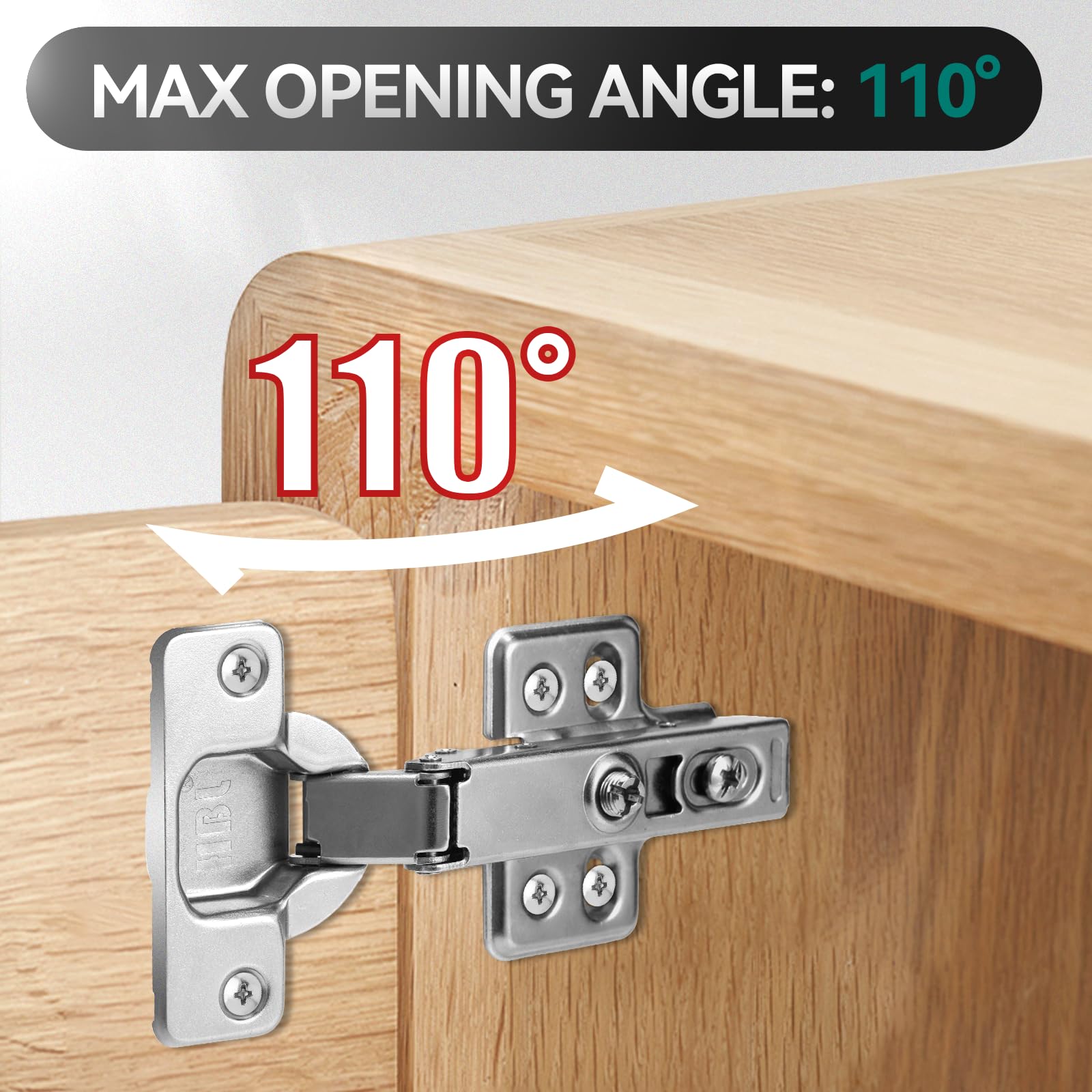 HBL' 20 Pcs Cabinet Hinges Soft Close, 110° Kitchen Cupboard Hinges - Image 2