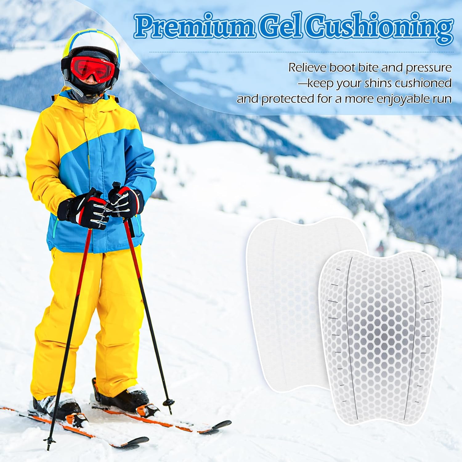 2/4/6/8 Pcs Ski Shin Guards for Boots, Gel Shin Pads for Ski & Snowboard, Lightweight Reusable Shin Protectors for Pressure Relief - Image 7