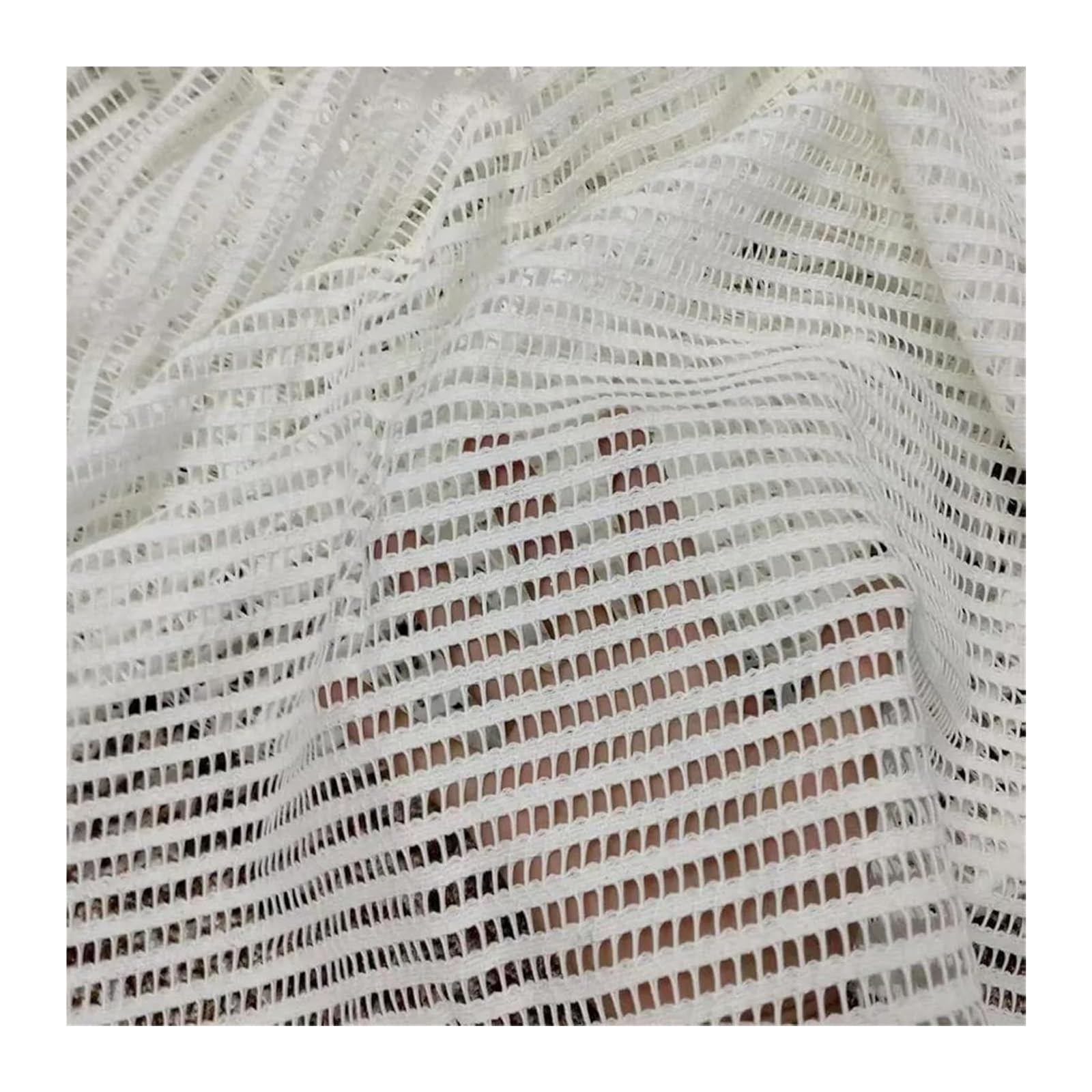 Tejido de malla para costura, Cordón De Tela Encaje Nupcial Bordado Calado Poliéster Transparente Crema Negro 90cmx145cm(Cream)