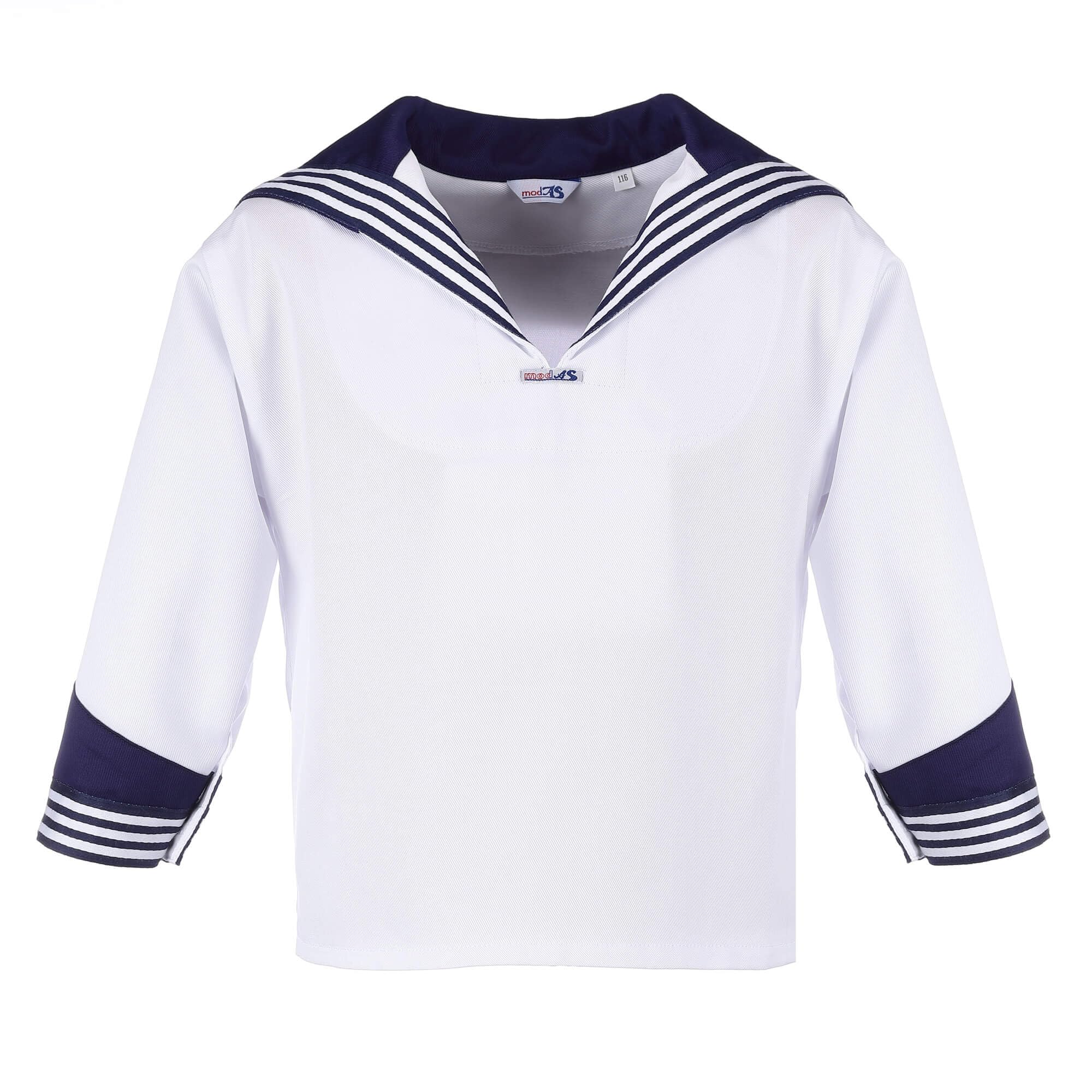 modAS Kinder Unisex Matrosenhemd Klassisch - Maritimes Langarm-Hemd mit großem Kragen