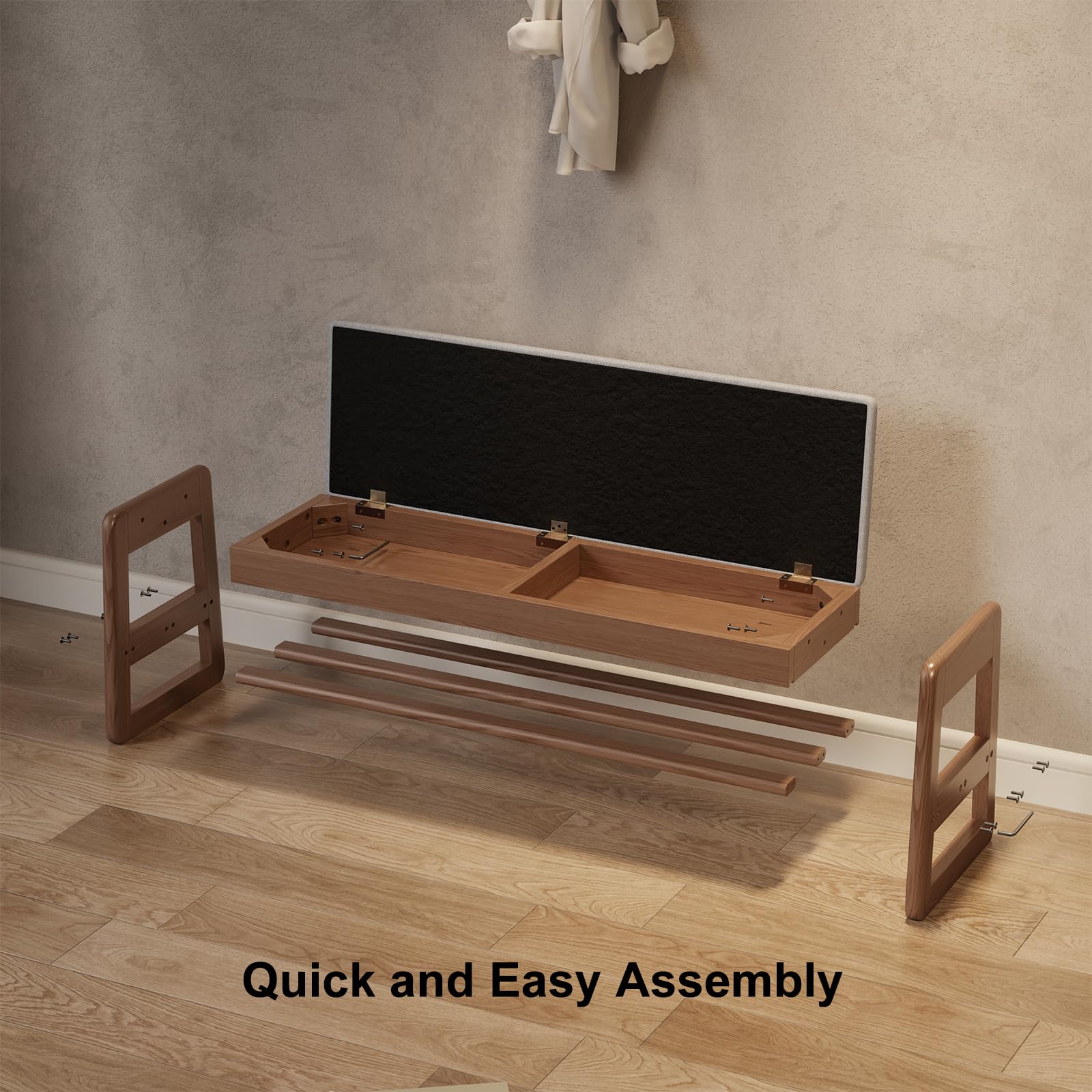 AQIMUELE Schuhregal Bank mit Kissen, 2 Ebenen, Schuhbank mit Klappdeckel, Schuhregal aus Holz für Eingang, Flur 100CM(Walnuss)