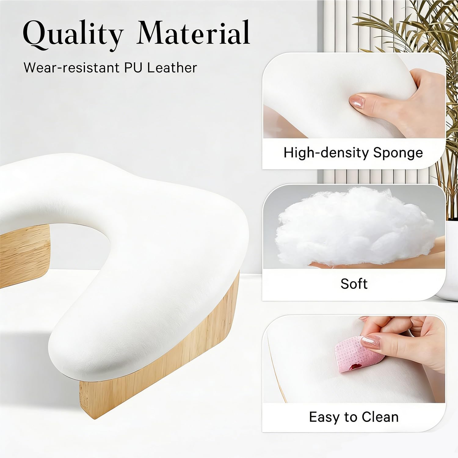 Handauflage Nagelstudio,Handablage Nagelstudio,u-Förmige Nagelauflage,Nagelgestell aus Leder, Zusammenklappbare Handstütze für Nägel, Weiße Handstütze für Nägel
