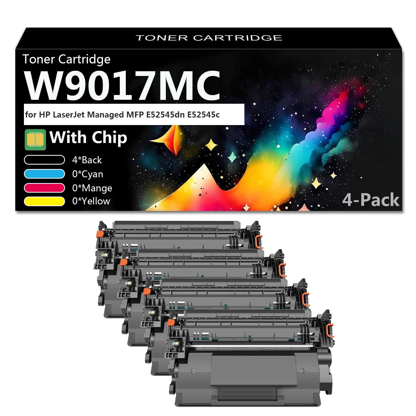 W9017MC Cartuccia Toner Sostitutiva, Cartuccia Toner con Chip per HP LaserJet Managed MFP E52545dn E52545c Stampante, 22500 Pagine,4*Black