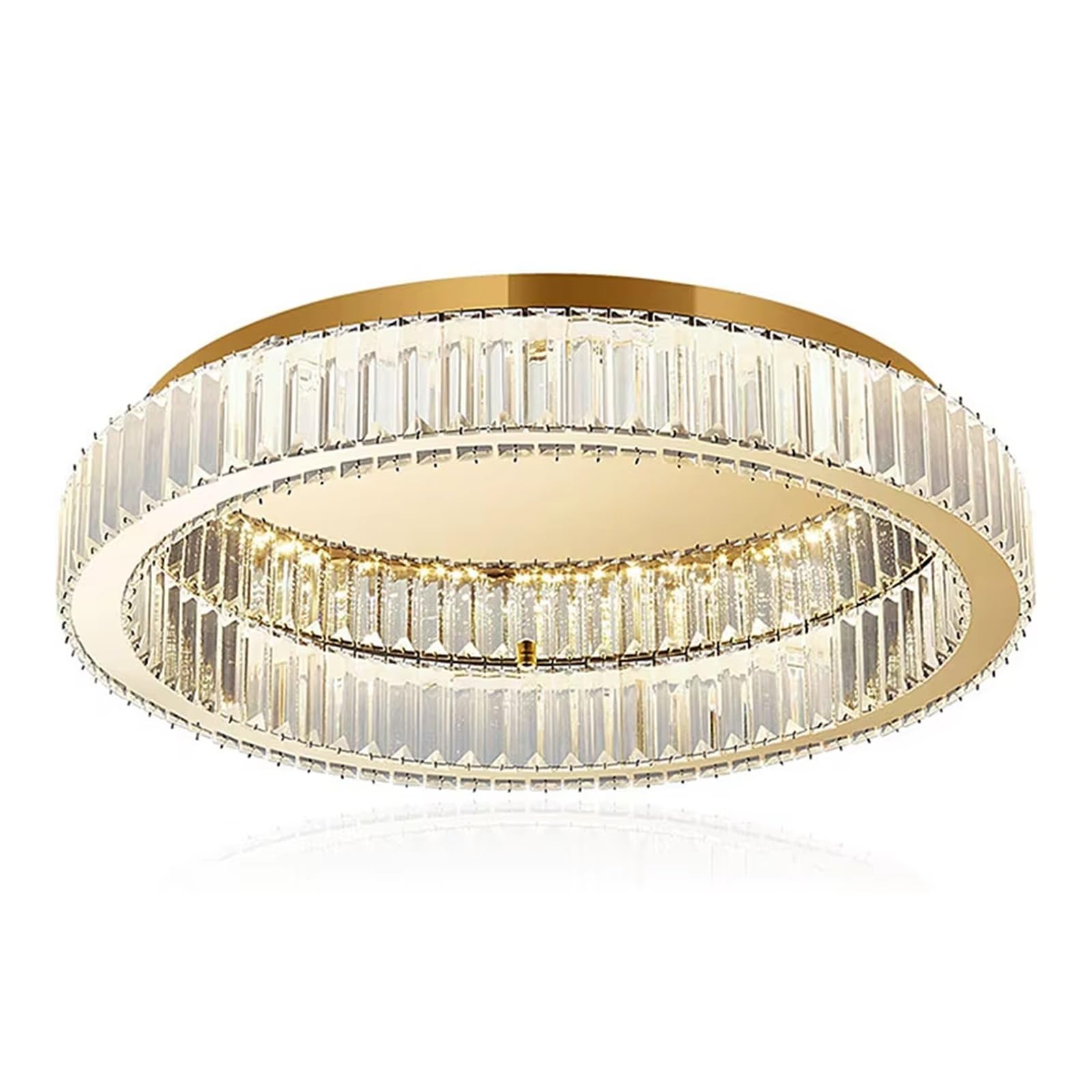 ZTCHSENZT Modern Gold Crystal Ceiling Chandelier Living Room Bedroom Luxury Round Pendent Light Led Indoor Decoration Hanging Lamp,White Light-D80cm