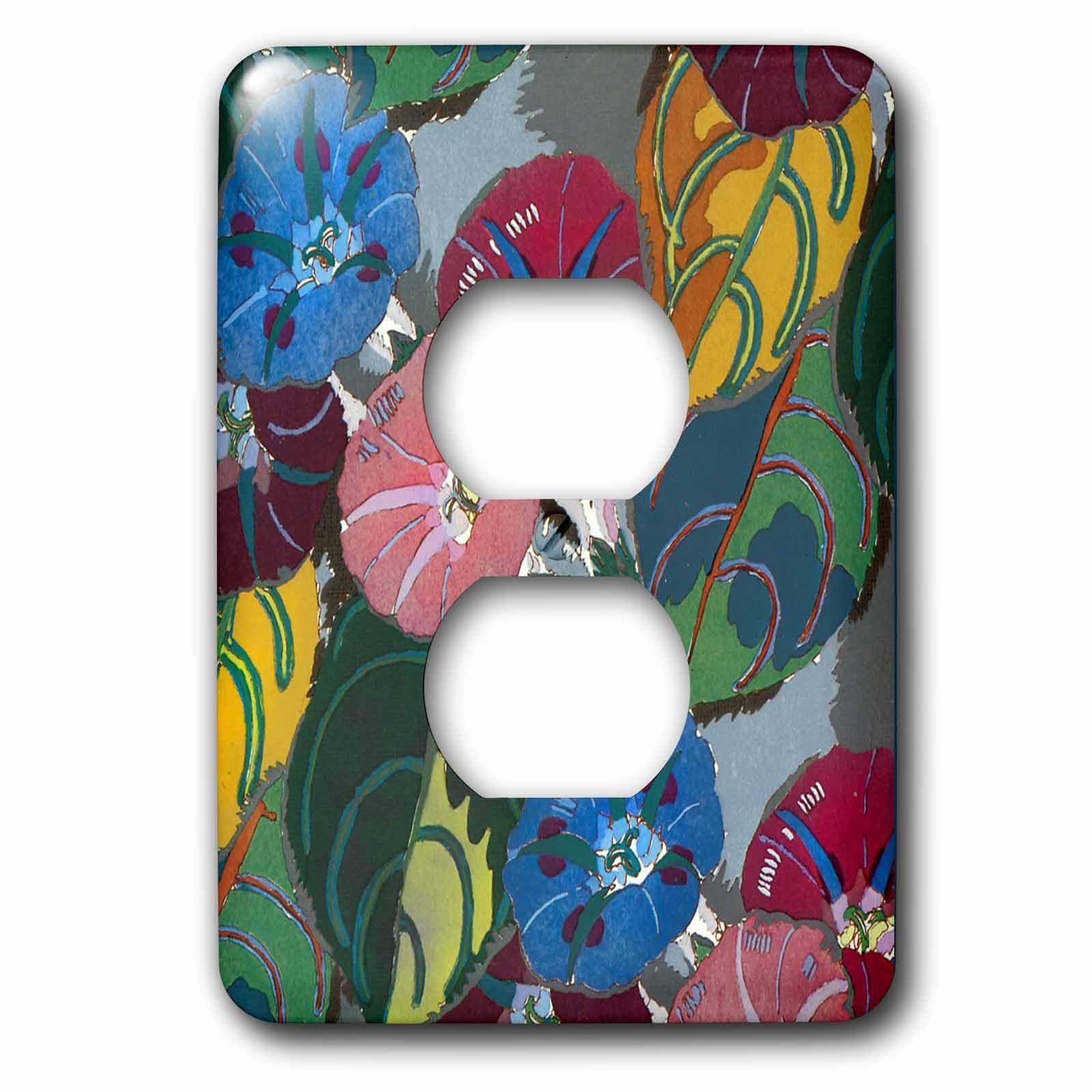 Art déco Fleurs colorées finition premium plaque double prise 3dRose lsp_26031_6 durable