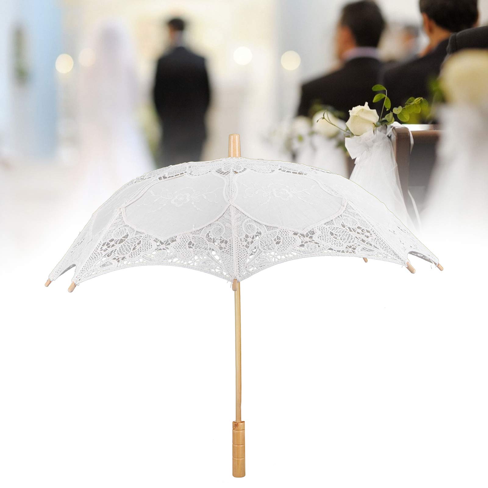 Accesorios Boda Elegantes Paraguas De Encaje Para Bodas - Blanco Marfil, 78  Cm Decoración Encaje Marfil, image size:1601x1601