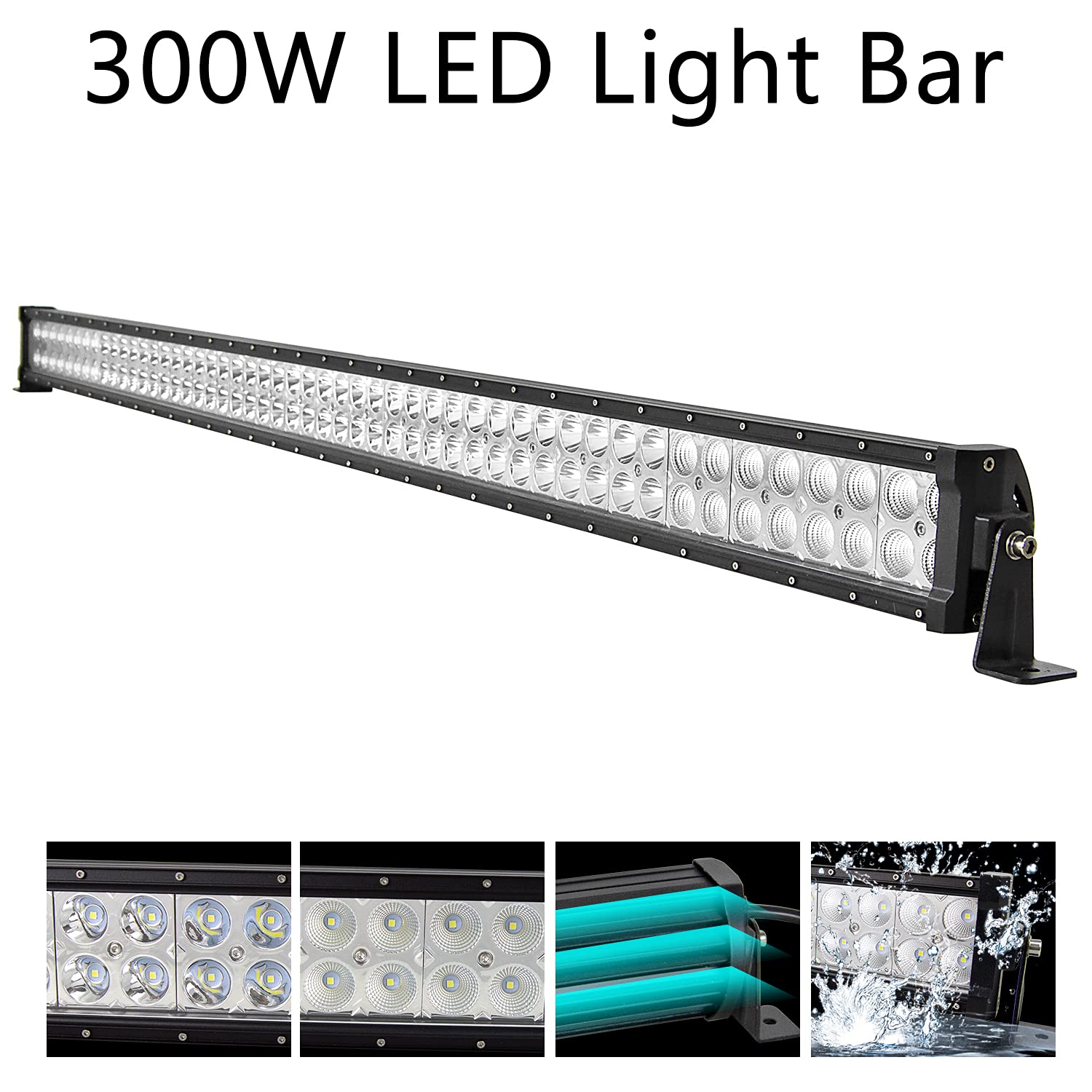 PICAA listwa LED, 130 cm, 300 W, 12 V, dodatkowy reflektor roboczy, listwa świetlna, do SUV, pojazdów terenowych, ATV, UTV, traktora, 4x4, samochodu