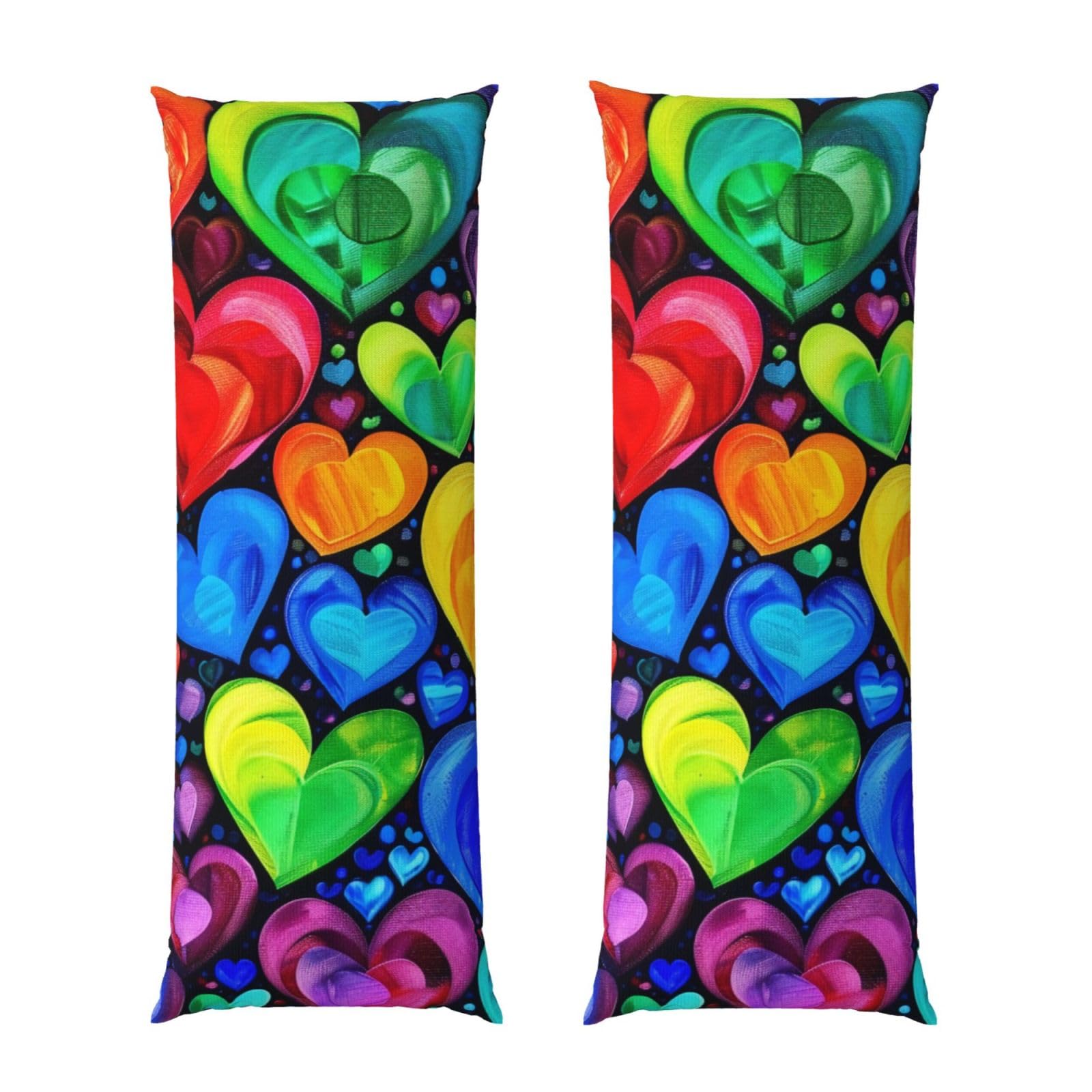 Body Pillow Cover 20x54 Inch, Rainbow Hearts Print Long Lumbar Pillow Case with Zipper Long Body Pillowcase Decorative for Bed Sofa Bedroom