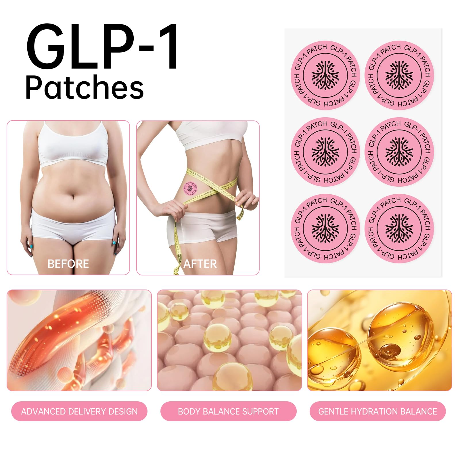 GLP-1 Patches for Cravings Support and Healthy Metabolism, Daily Metabolic Gentle Formula, 30 Patches, 1 Month Supply — view 6