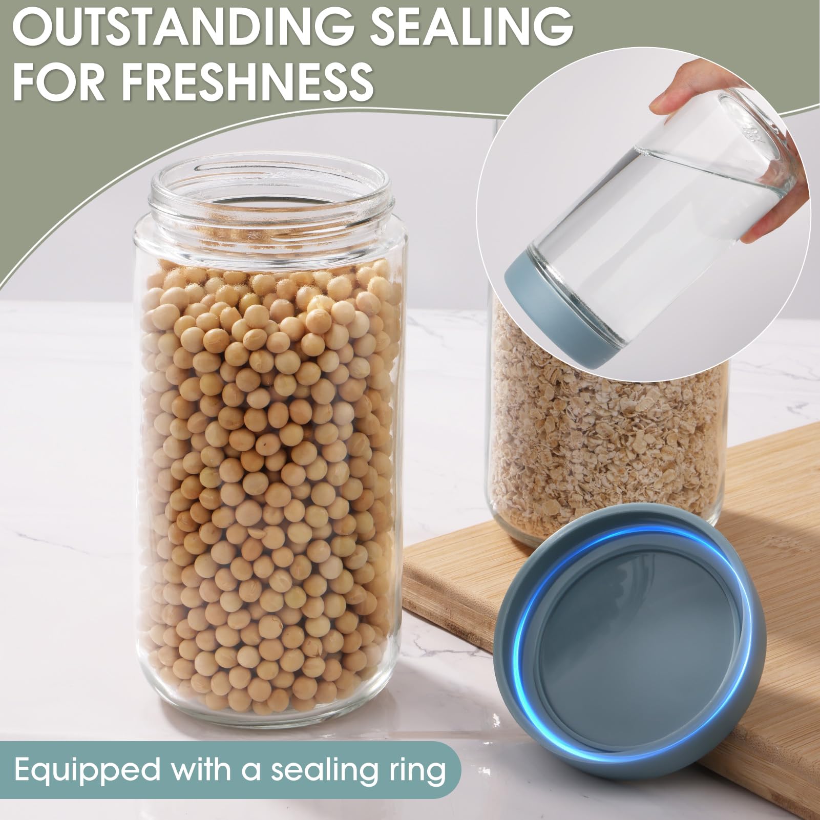KUOGAS Bocal en Verre Avec Couvercle lot de 6 Pots, Overnight Oats Jar Pour L'Avoine, Salade