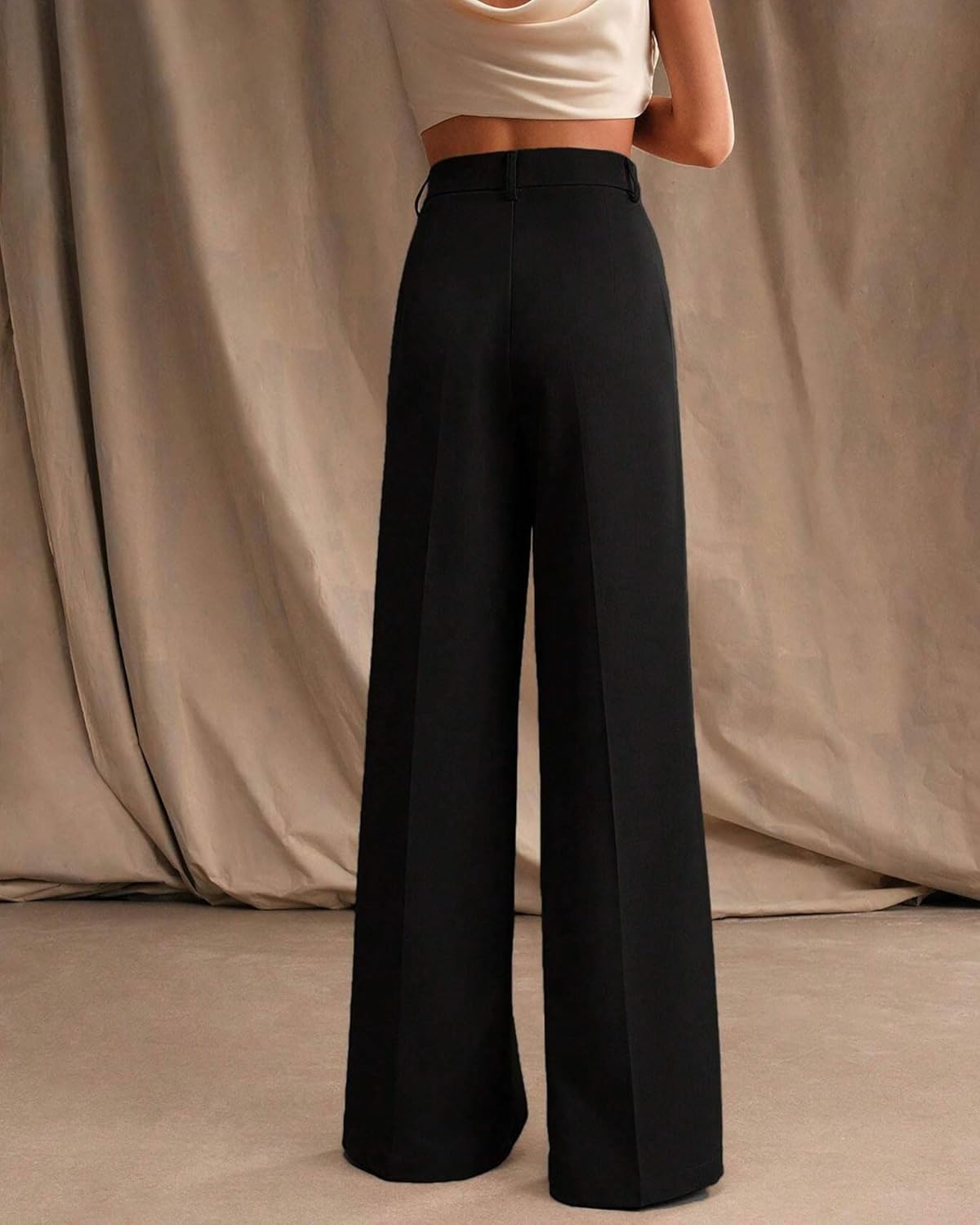 Womens Wide Leg Pants High Waist Straight Work Pants Office Business Casual Palazzo Trousers with Pockets - Image 4