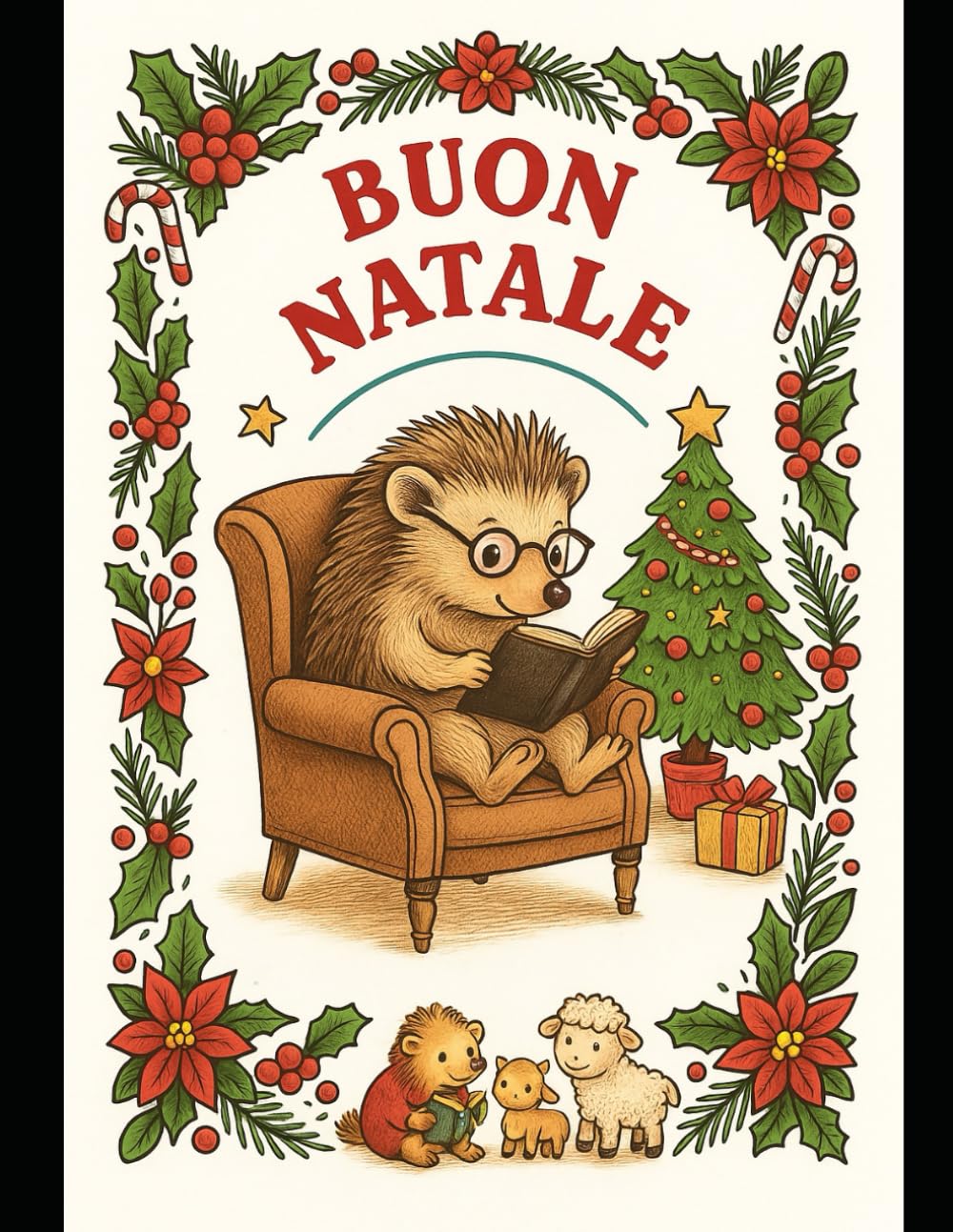 Animali Felici – Buon Natale: Colora la Magia delle Feste con Ricci, Elfi e Amici del Bosco