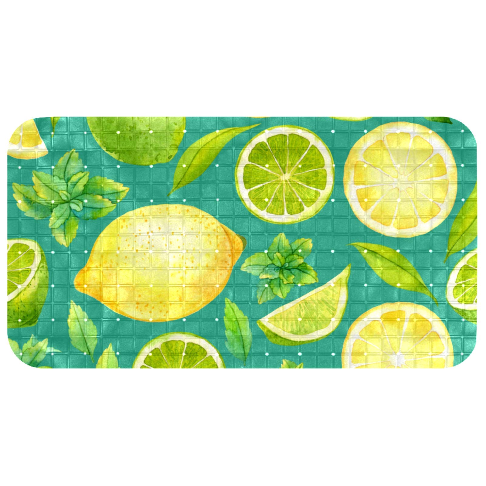 Tubmats Bennigiry antideslizante para suelos lisos en color amarillo y verde cítrico de 26.9x14.7"