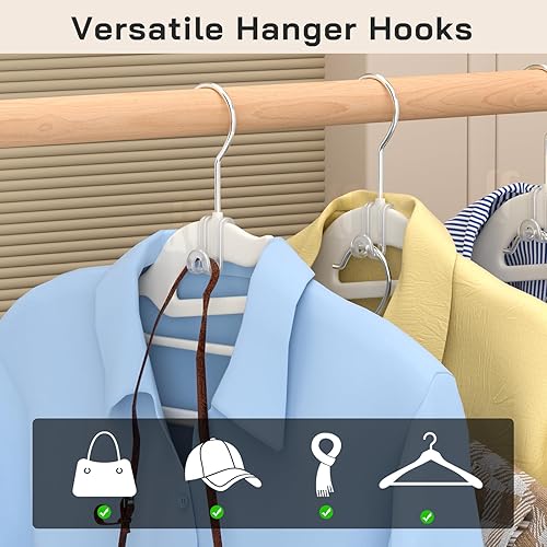 Miniatura 6 de Tinfol Ganchos transparentes para colgar ropa, 50 ganchos de ropa que ahorran espacio, clips extensores resistentes para perchas y organizadores de