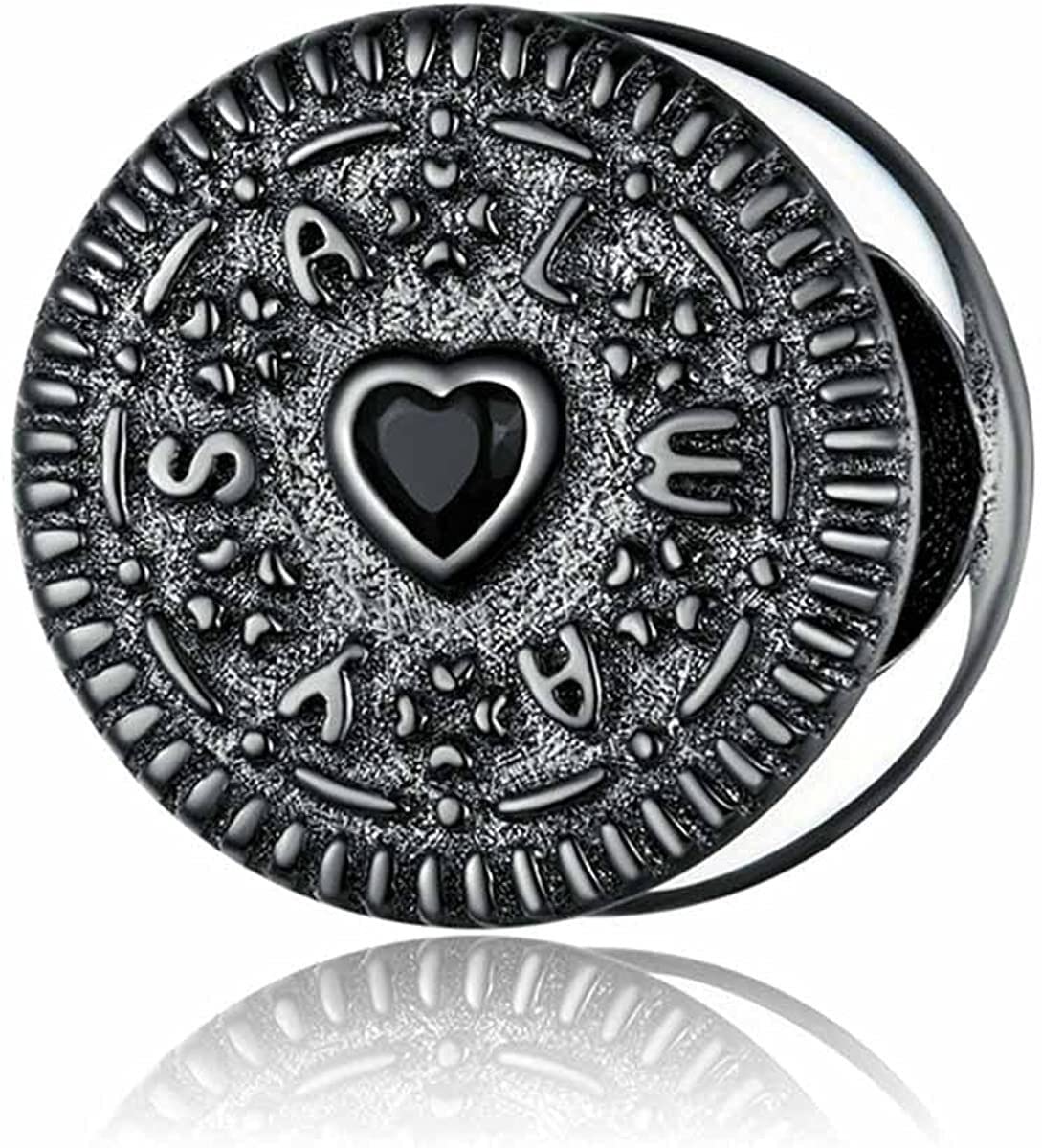 925 Sterling Silver Sandwich Biscuit Charm Bead Pendant for European Bracelets and Necklaces