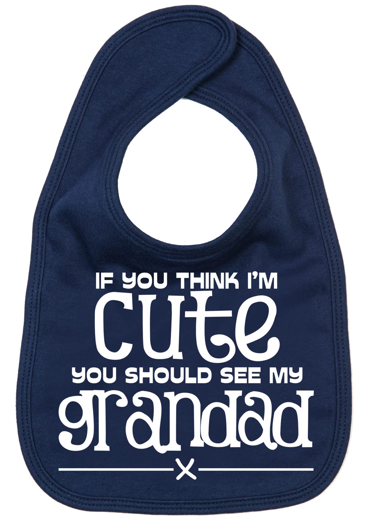 Image is Everything IiE, If you think I'm Cute you should see my Grandad, Grandson Granddaughter Baby Unisex Soft Cotton Feeding Bib, Navy Blue