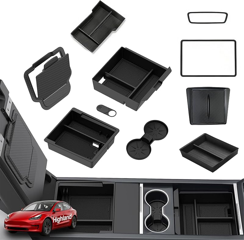 Kit organizador de console com 10 peças para Tesla Model 3 Highland 2024–2026 Abvesi