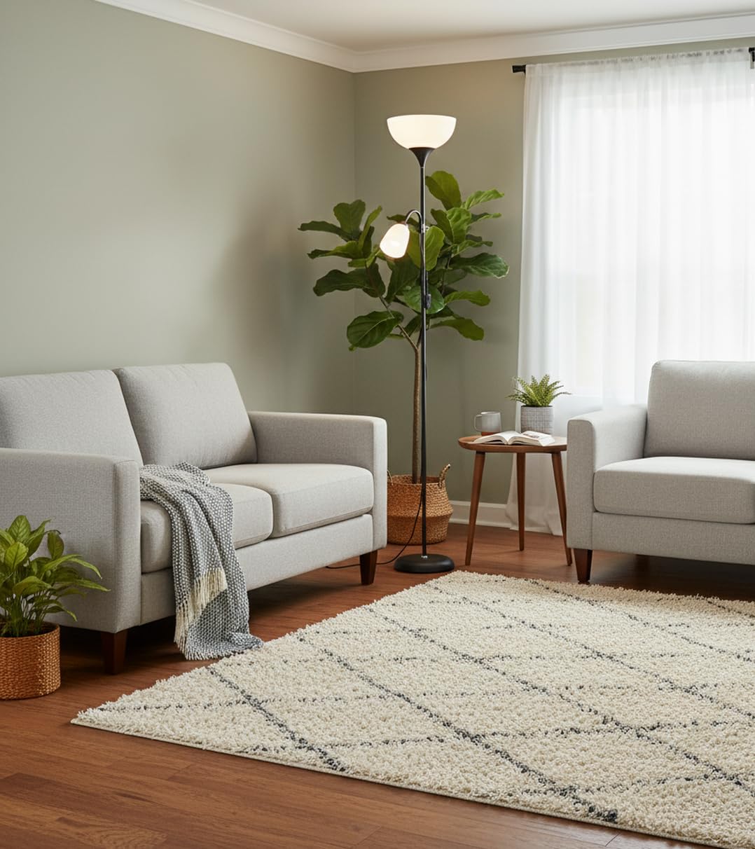BEL AIR HOME - Lampada da terra Varese 1xE27 e 1xE14178cm - Ideale per soggiorni e studi - Design moderno e funzionale - Lampada da lettura regolabile (NERO)