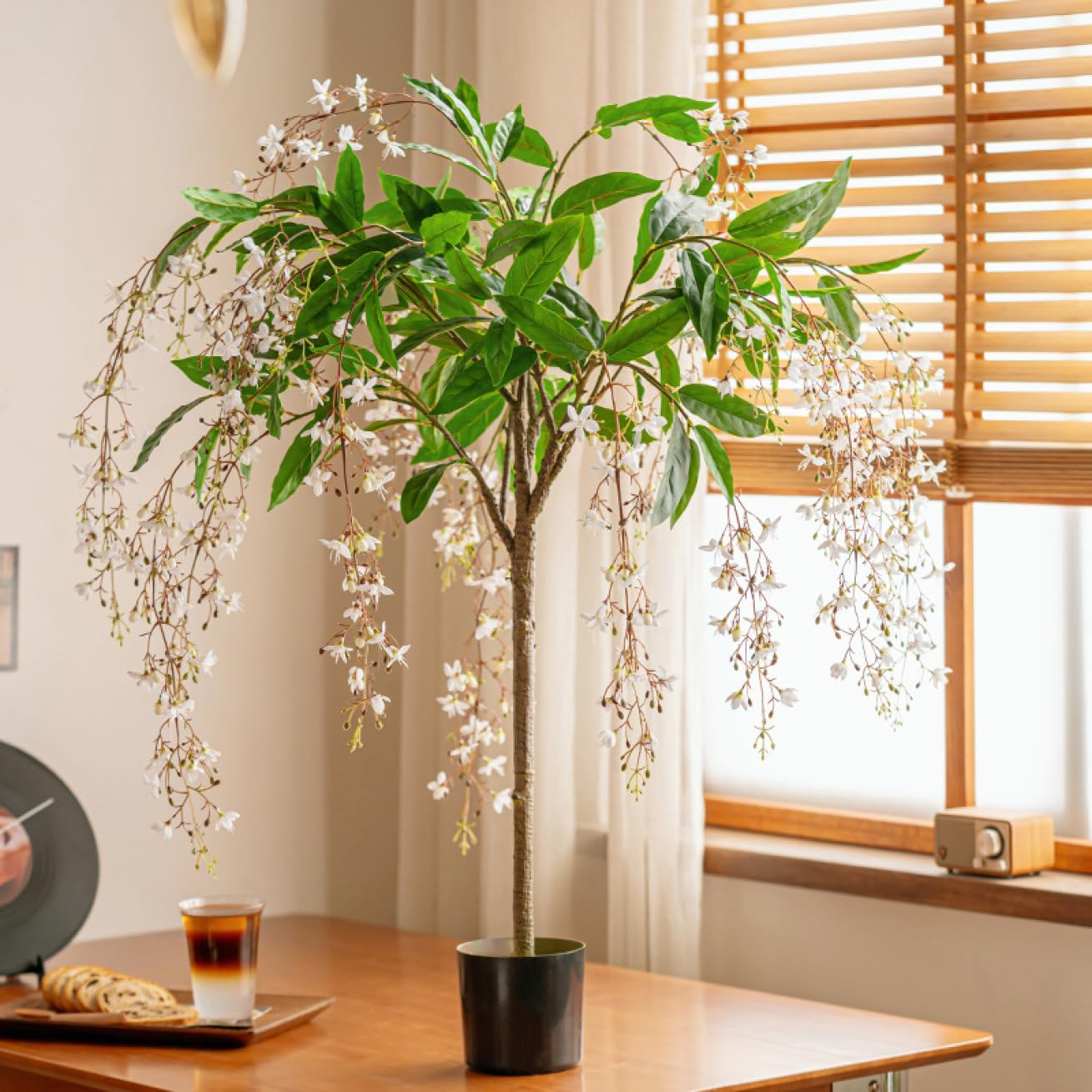 Amazon｜HGJH 人工観葉植物 フェイクグリーン 白い 大型 観葉植物 造花  