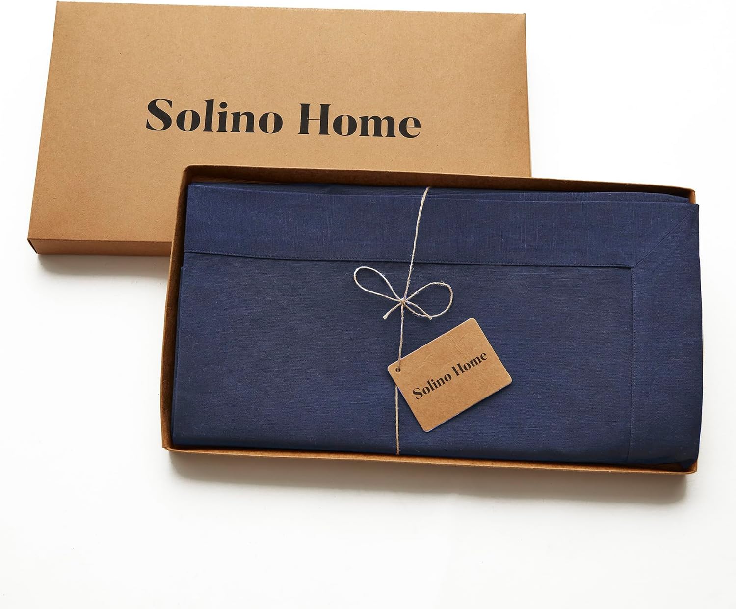 Solino Home Navy Rectangle Tablecloth 54 x 72 Inch - Dru Cotton Linen Table Cloth, Machine Washable, Soft Durable Fabric Tablecloths for Dining, Spring Summer Decor, Memorial Day