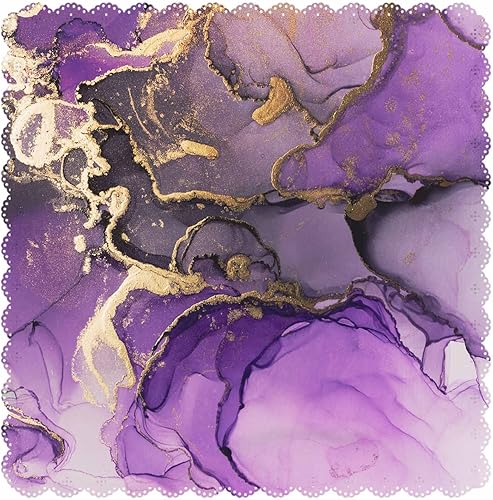 Mxocom Juego de 4 servilletas de tela en polvo de tinta morada, con textura ondulada, mezcla de colores, arte creativo, elegante, de lujo, lavables