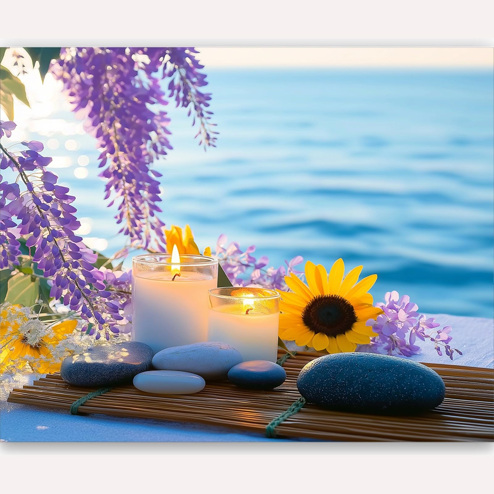 Carta da Parati Fotografica Candela Artistica Per La Meditazione, Meditazione Arte Murales Fotografici, Carta da Parati per Soggiorno 250 x 175 cm (L x A), Decorazione da Parete per Camera da Letto