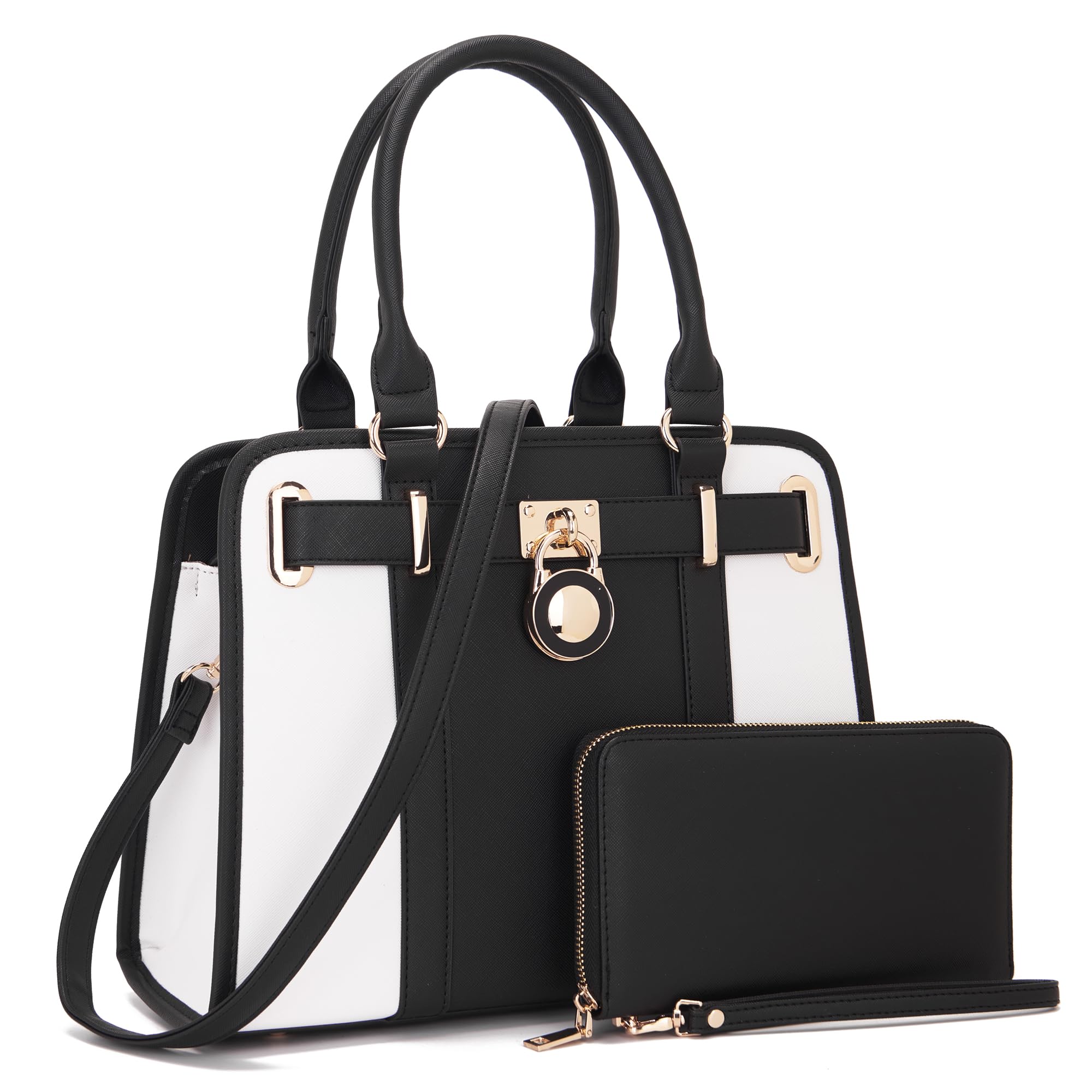 Qiyuer Structured Satchel Tote Handbags Set Women Purses with RFID Wallet | Premium, Sturdy, Spacious, Chic for Daily &amp; Work, Vegan PU Leather, Multi-way Carry, Large Capacity RFID Wallet, Ideal Gift