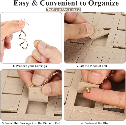 Vista 4 de Resovo Organizador de aretes colgantes, soporte para aretes y 20 ganchos, capacidad para hasta 300 pares, diseño compacto, material suave