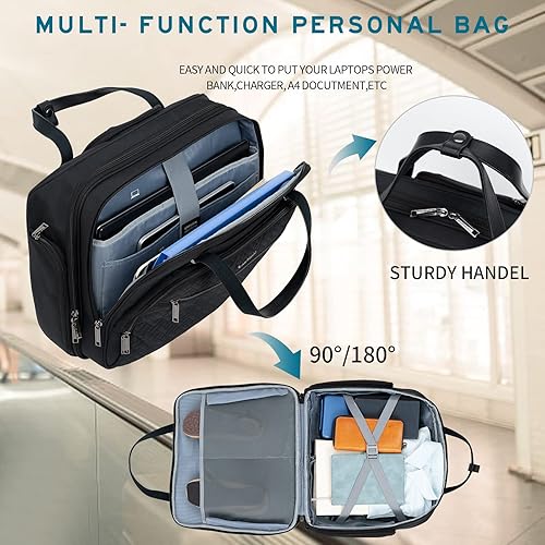 Miniatura 5 de EMPSIGN Bolsa con ruedas para laptop, maletín enrollable de 15.6 pulgadas con ruedas, bolsa para computadora con ruedas y bolsillos RFID a prueba de