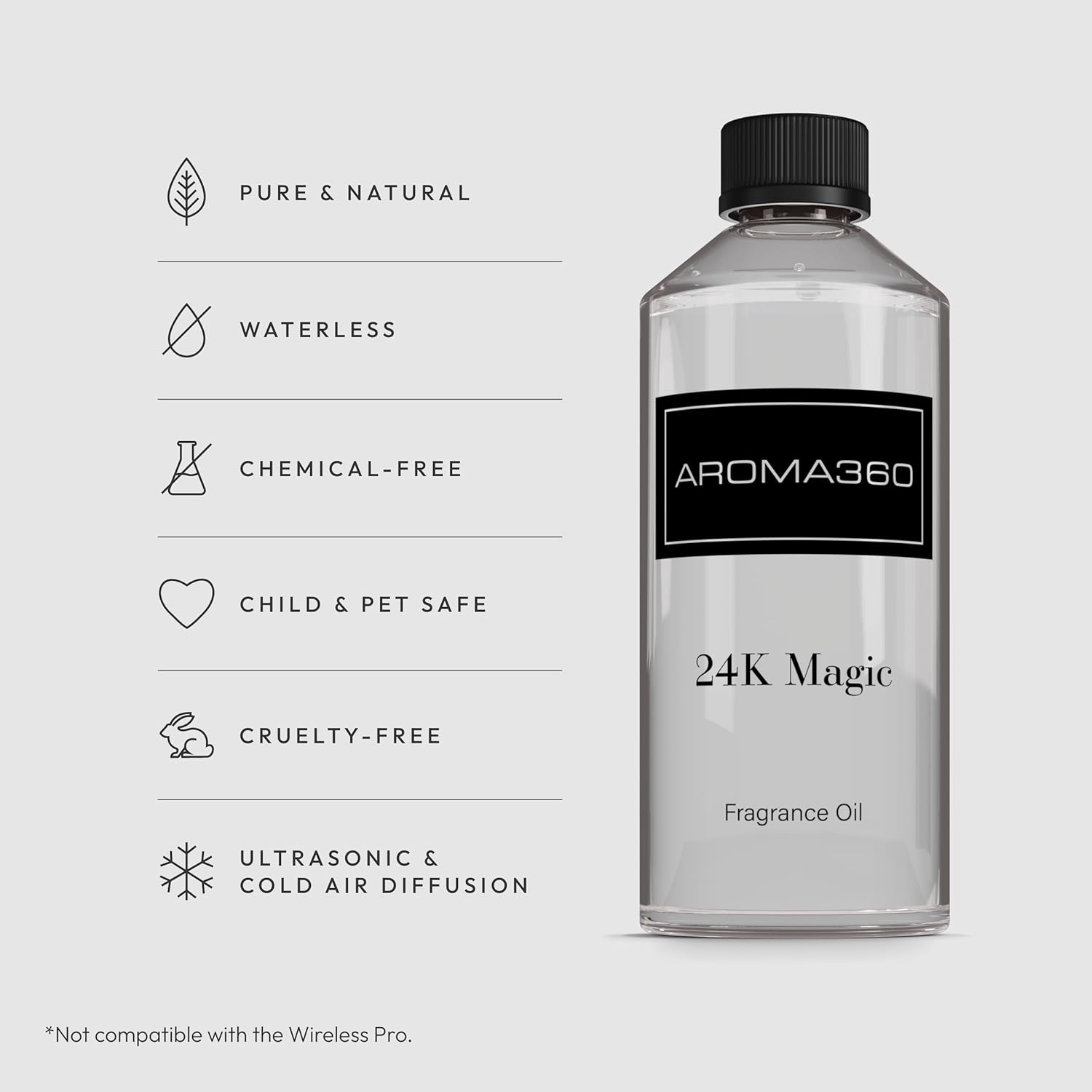 Aroma360-24K Magic Fragrance Oil Blend - 500ML | Hotel Inspired Luxury Essential Oil Diffuser | Aromatherapy Scent Diffuser Oil | Citrus Beginning of Bergamot, Lemongrass with Notes of Jasmine - Image 2