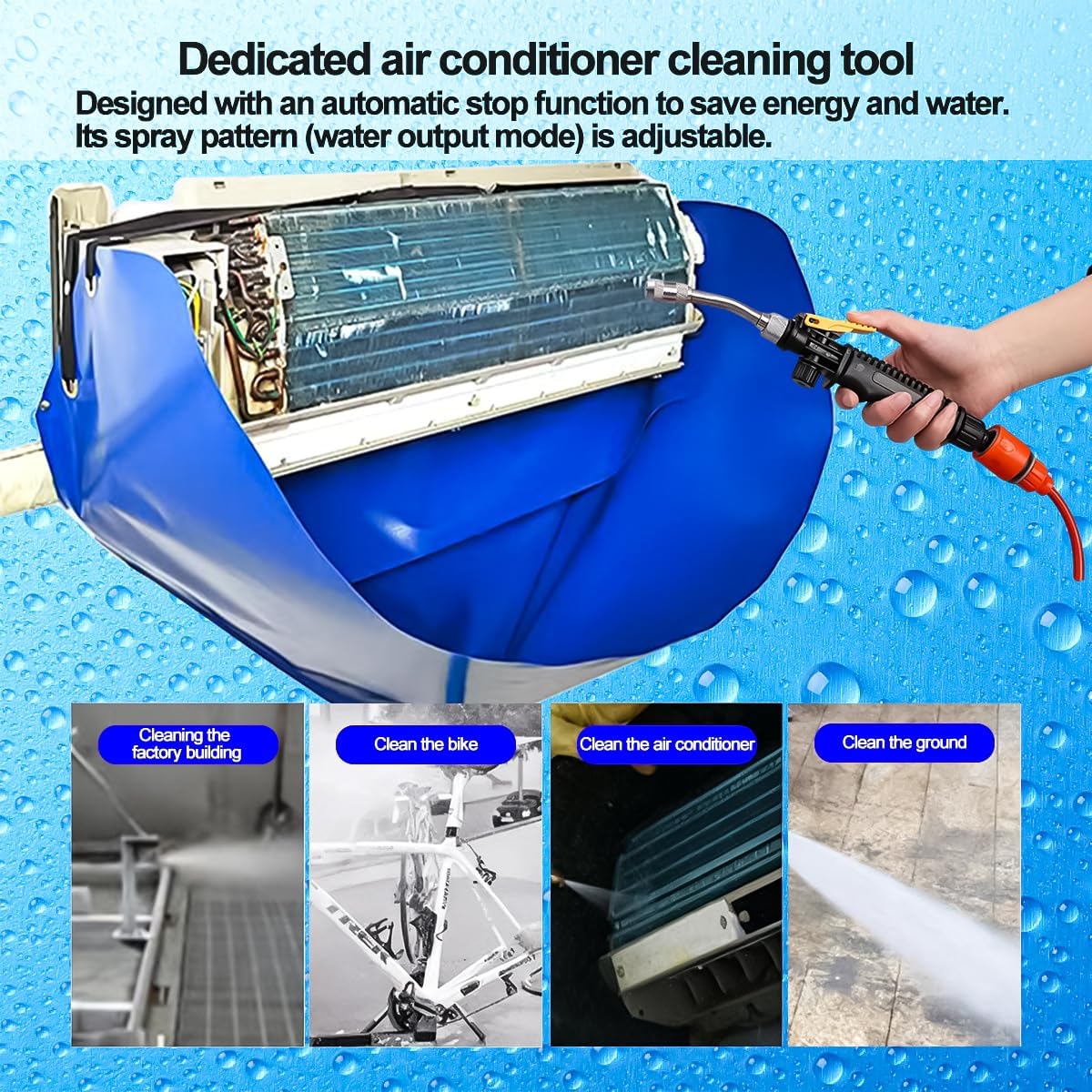 Large Ac Cleaning Bag with Wall Protection Cloth, 13Pcs Minisplit Cleaning Kit, Split Ac Cleaning Kit with Strong Washing Tool for Fast and Efficient Cleaning