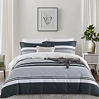 Vista 23 de CozyDH - Juego de funda de edredón CozyDH tamaño Queen, 100% algodón, funda de edredón con patrón floral de damasco gris y paisley, juego de ropa