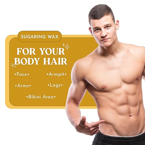 Miniatura 5 de MOOM Cera de azúcar orgánica para depilación para hombres con aloe vera y manzanilla, cera suave para pieles sensibles y cabello de hombres,