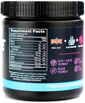 REDMOND Re-Lyte Electrolyte Drink Mix, Mixed Berry, 30 serving SMALL 6.88oz jar