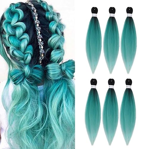 Extensiones de cabello trenzado preestiradas de 26 pulgadas, 6 paquetes de extensiones de cabello sintético Yaki suaves profesionales con ajuste de