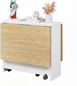 Space-Saving Folding Dining Table for 4 with 6 Lockable Wheels