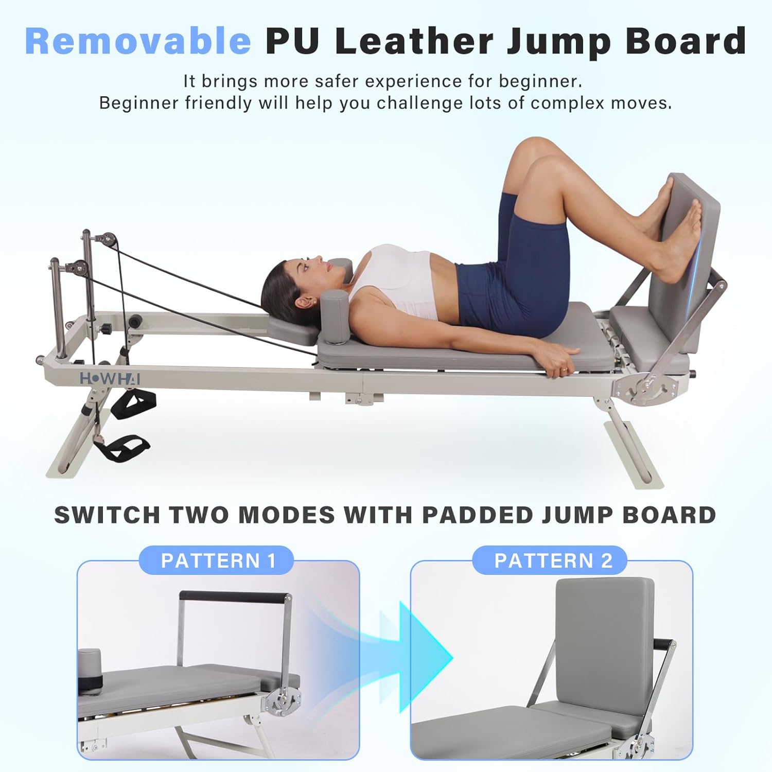 Reformer Pilates Machine, Foldable Pilates Reformer with Jump Board, Pilates Equipment for Home Gym Studio Use with 153 lbs Adjustable Resistance (400lbs Capacity)