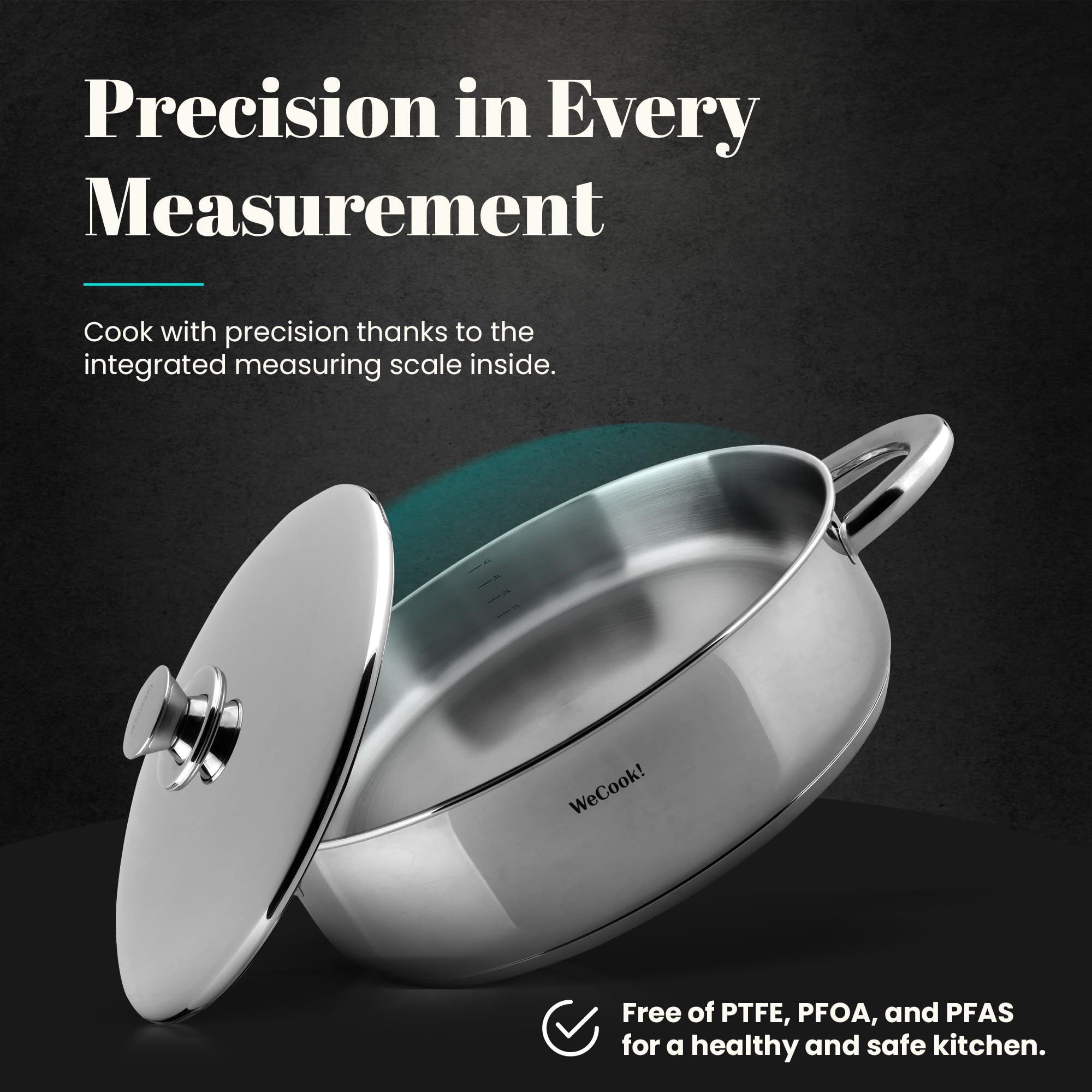 WECOOK! STAINLESS LOW COOKING POT WITH LID 32 cm.
