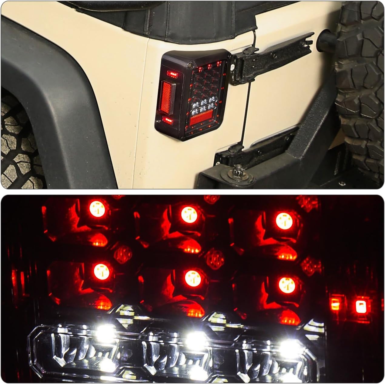 AJP Distributors Black Housing Clear Lens LED Tail Lights Brake Stop Signal Reverse Lamps Assembly Compatible/Replacement For Wrangler JK 2007 2008 2009 2010 2011 2012 2013 2014 2015 2016 2017 2018
