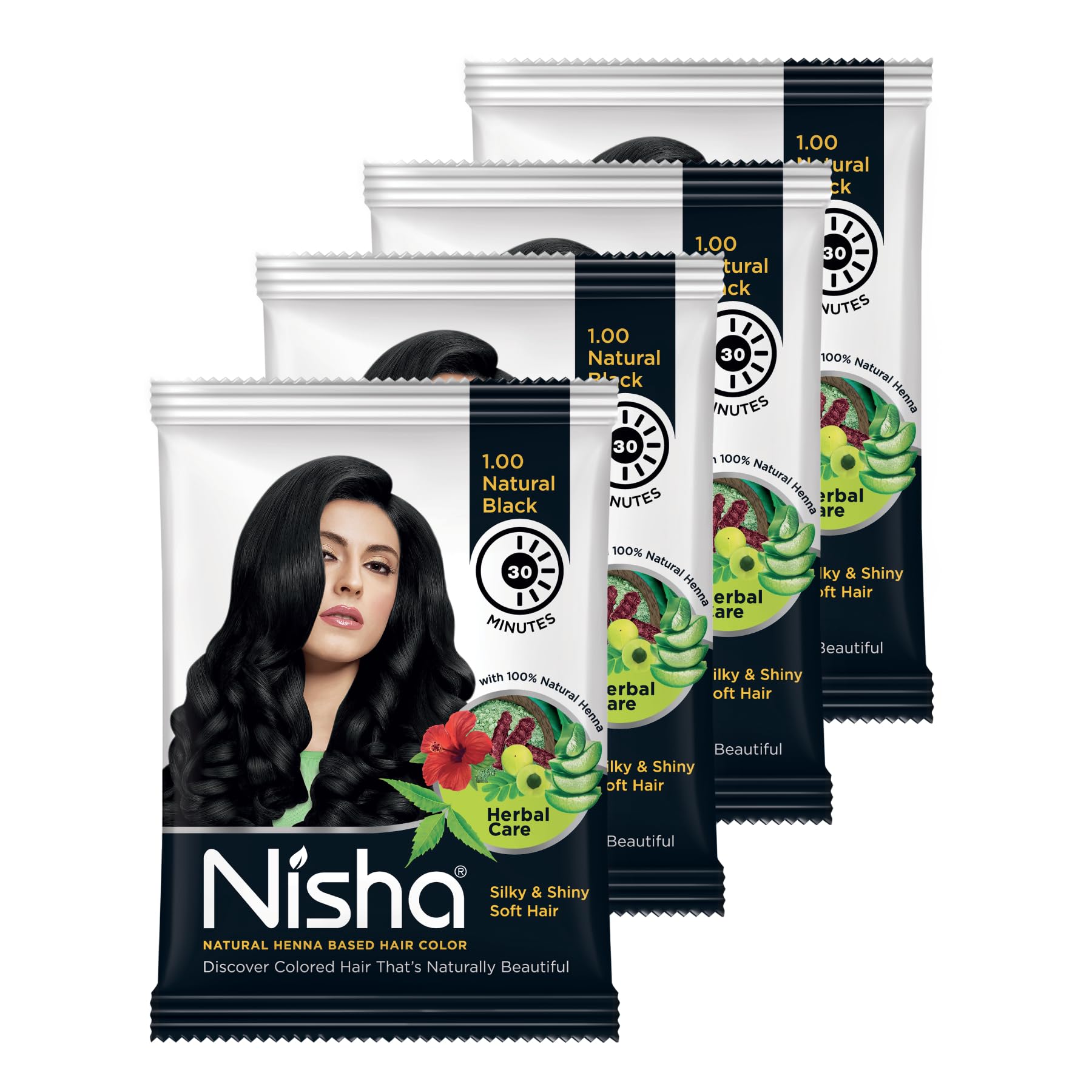 Nisha Henna Based Hair Colour 25gm Pouch Pack of 4-image-1