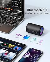 Vista 5 de LENRUE Altavoz Bluetooth Pequeño Portátil con Luces, Sonido Envolvente Estéreo TWS, Alimentado por Tipo C, Bluetooth 5.3, Entrada de Tarjeta AUX TF